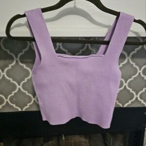 Purple Ribbed Knit Top